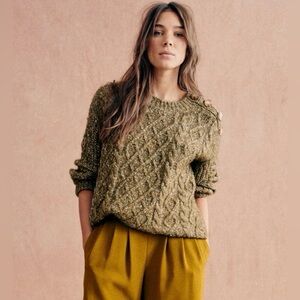 Sezane James Jumper Sweater in Mottled Olive Sz XS